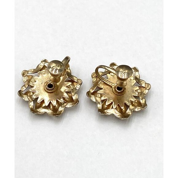 Coro Screw Backs Clips Clip Ons Earrings White Enamel Gold Tone Vintage - Picture 3 of 12